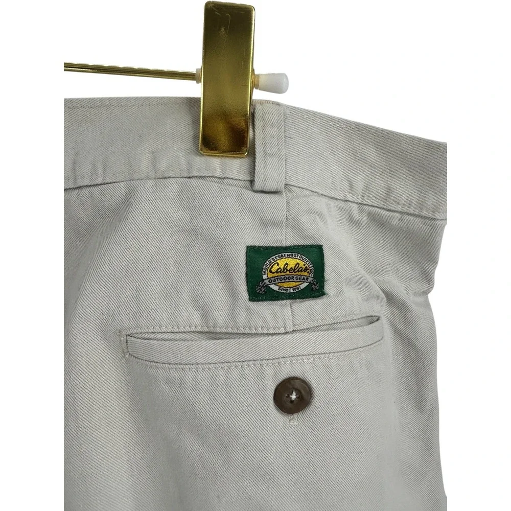 Cabela's Mens 44 Regular Beige Pleated Cotton‎ Outdoor Casual Pants